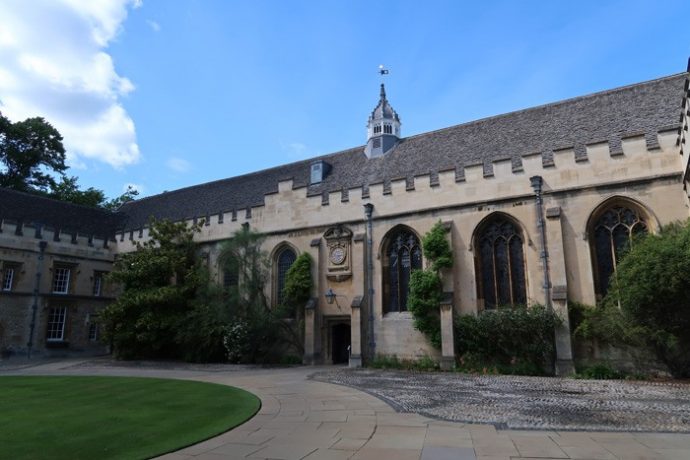 Quad and clock at St John's College Oxford